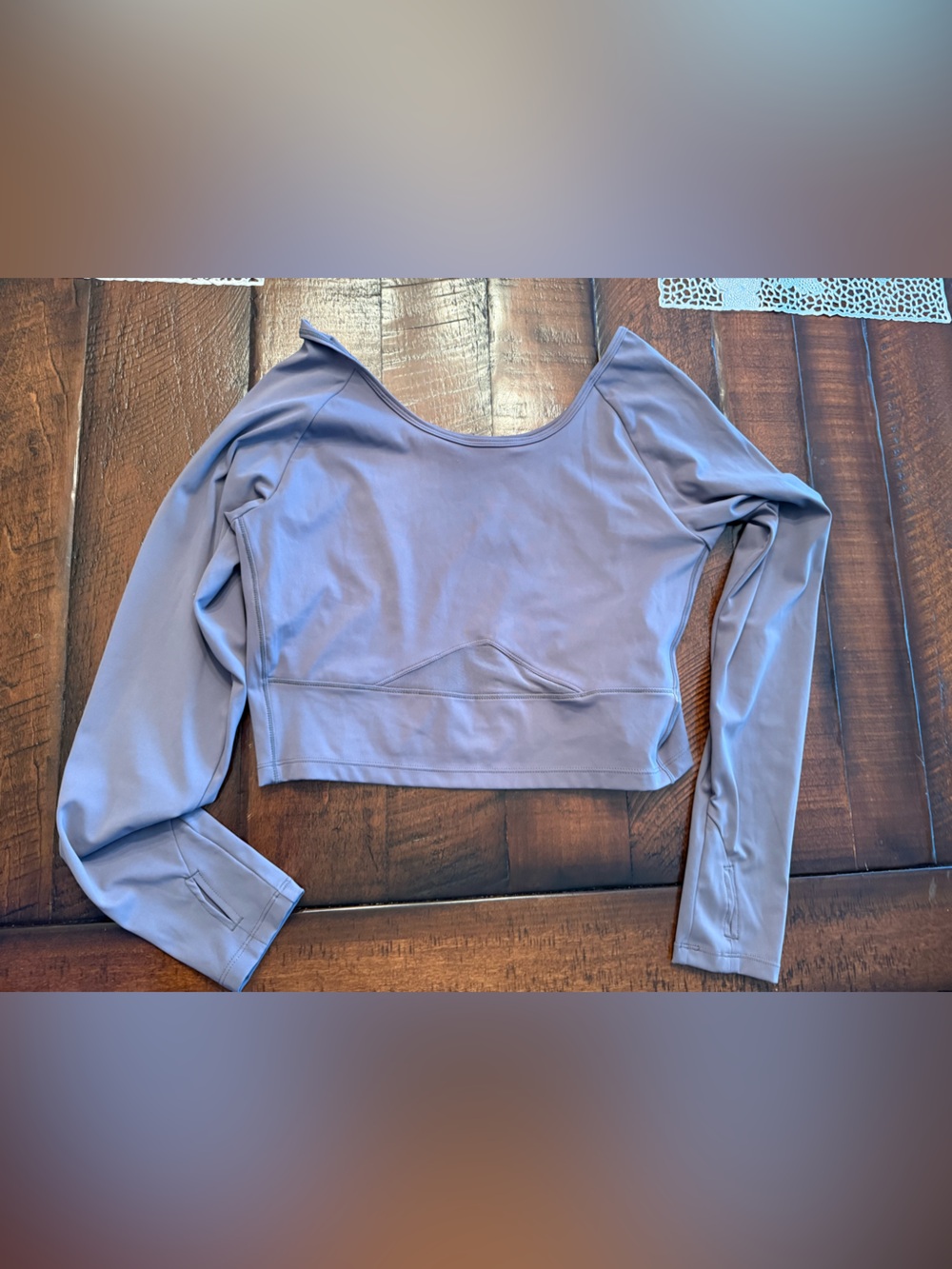 Baleaf Gray Long Sleeve Cropped Top